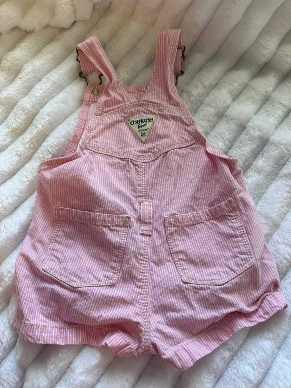 OshKosh B'gosh Pink Striped Corduroy Shortall Overalls